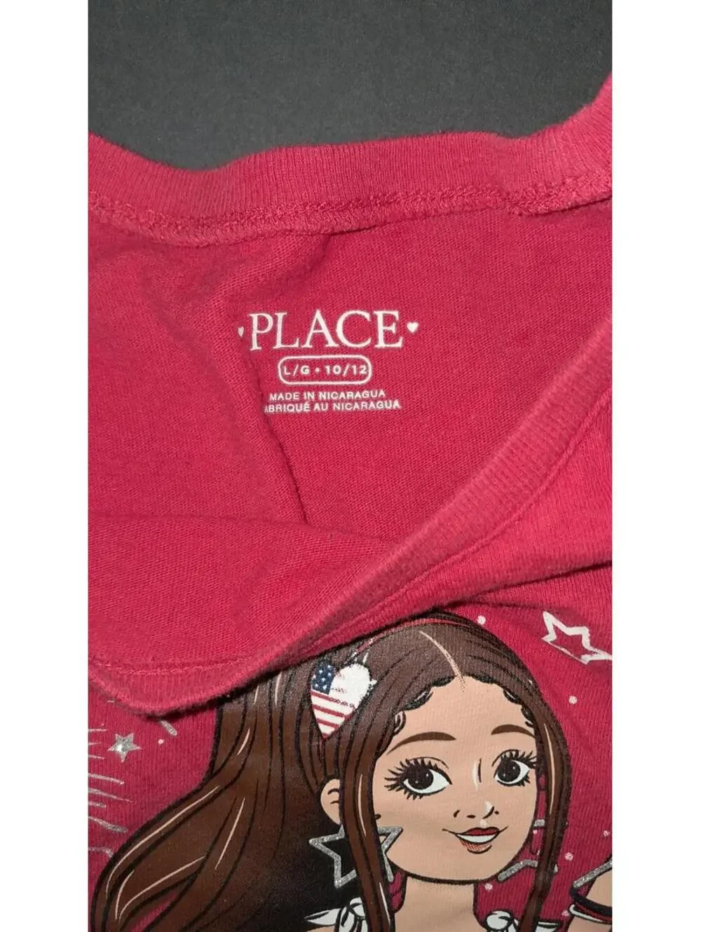 NEW‎ Children’s Place Girls 10/12 Red Patriotic Sparkle Shirt